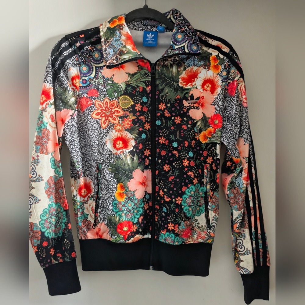 RARE Adidas Original XFarm Jardim Track Top Firebird Floral Jacket Size Small - Picture 2 of 8